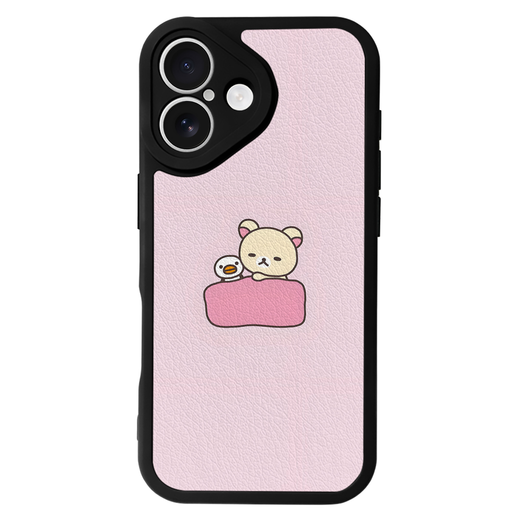 （画像用） リラックマ リラックマ キイロイトリ Rilakkuma Korilakkuma Kiiroitori 【iPhone 16シリーズ対応】シリコンスマホケース（レザー調） 材質：シリコン